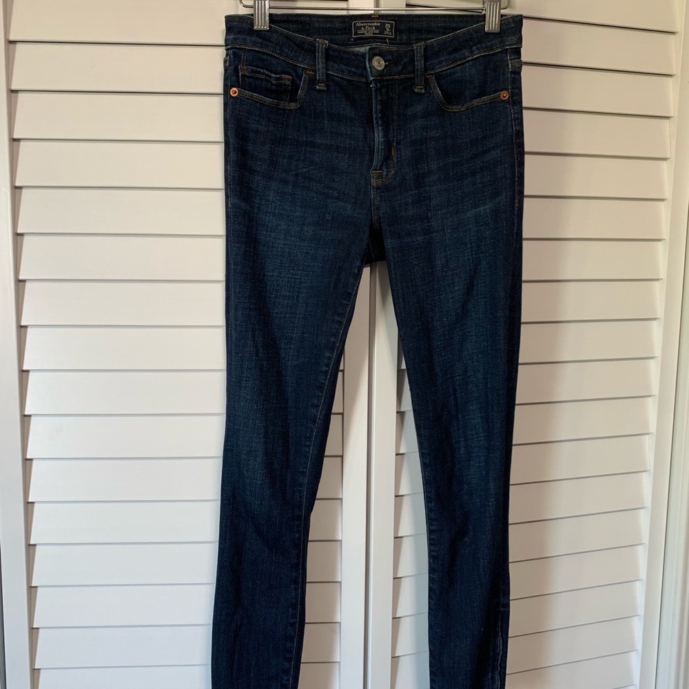 Low rise dark wash denim